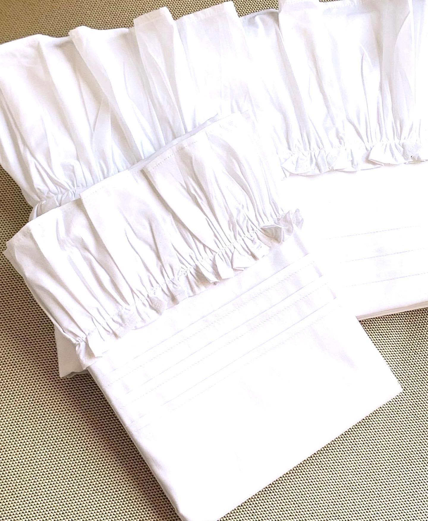 Flat sheet set | One Side Ruffle | 30 CM HIGH (300 THREAD COUNT)